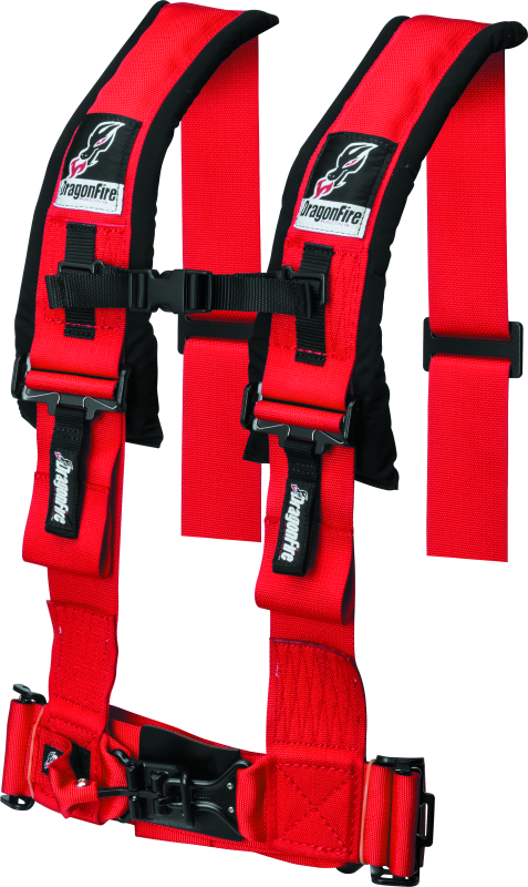 DragonFire Racing H-Style 4-Point Harness with 3-Inch Buckle in Red (Part Number 521355)