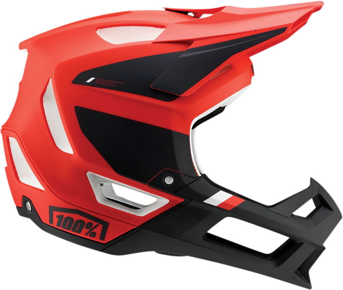 100% Trajecta Helmet - Fidlock Magnetic Snap Buckle, Cargo Fluo Red, Large - Enduro & All Mountain Fit