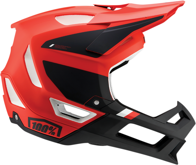 100% Trajecta Helmet - Fidlock Magnetic Snap Buckle, Cargo Fluo Red, Large - Enduro & All Mountain Fit