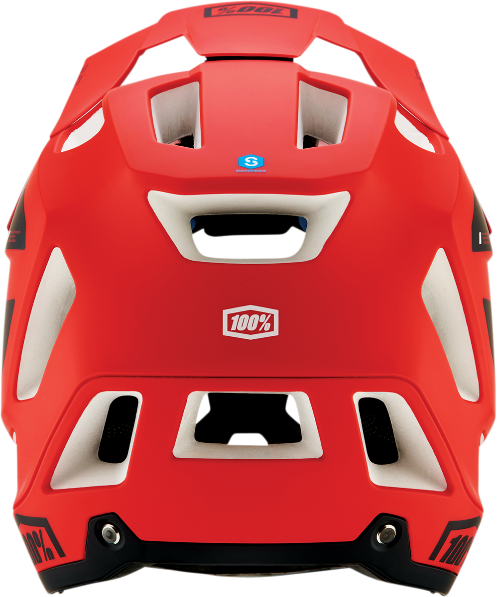 100% Trajecta Helmet - Fidlock Magnetic Snap Buckle, Cargo Fluo Red, Large - Enduro & All Mountain Fit