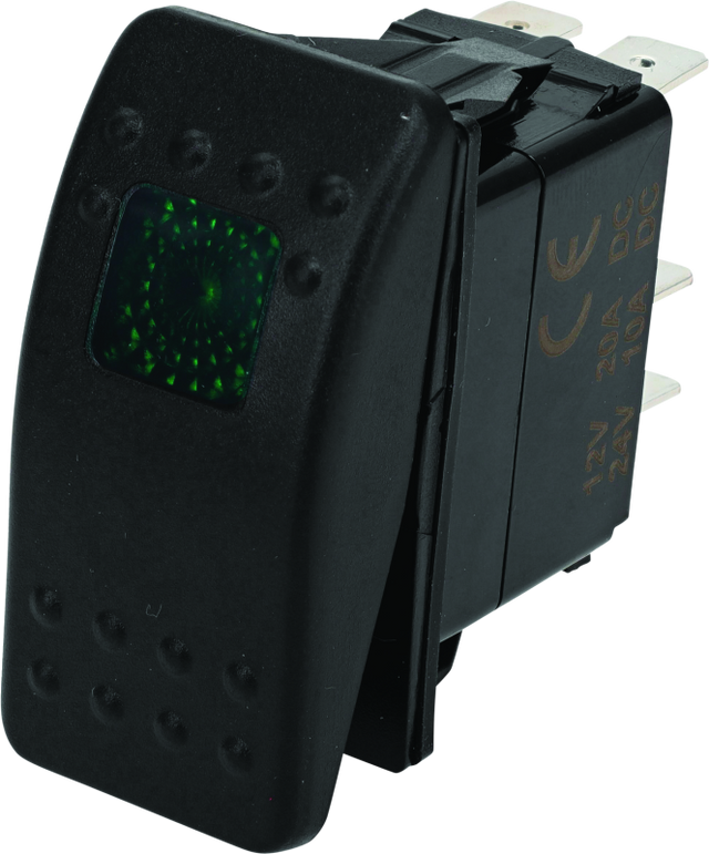 DragonFire Racing Lighted On/Off Rocker Switch with Green LED Backlight - Part #520983