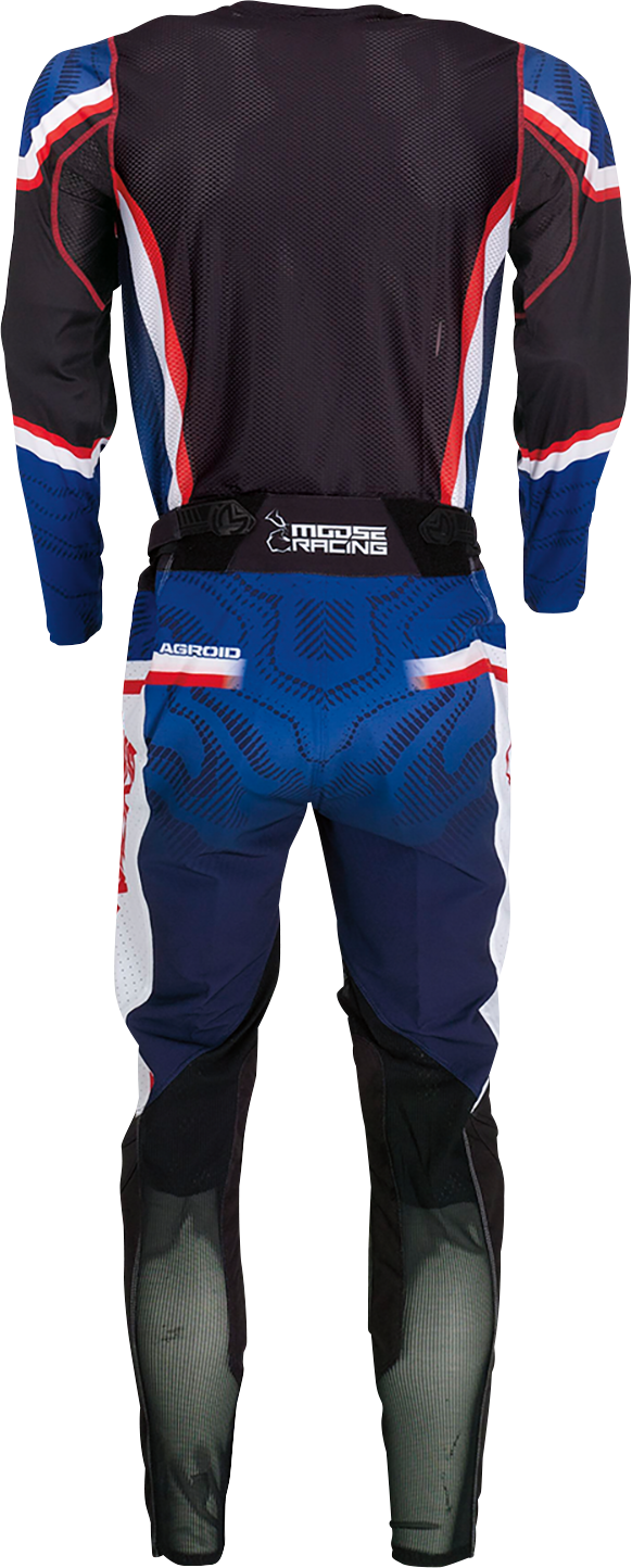 Moose Offroad Agroid Pants - Red/White/Blue, US 32 - Durable Off-Road Riding Trousers with Breathable Polyester and Leather Panels