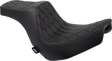 DRAG SPECIALTIES SEATS Predator III 2-Up Seat for Harley FL/FX 2018-2024 - Vinyl with Double Diamond Pattern and Black Stitching