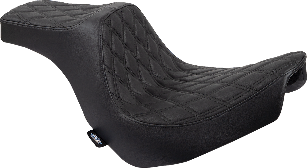 DRAG SPECIALTIES SEATS Predator III 2-Up Seat for Harley FL/FX 2018-2024 - Vinyl with Double Diamond Pattern and Black Stitching