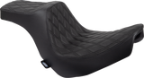 DRAG SPECIALTIES SEATS Predator III 2-Up Seat for Harley FL/FX 2018-2024 - Vinyl with Double Diamond Pattern and Black Stitching