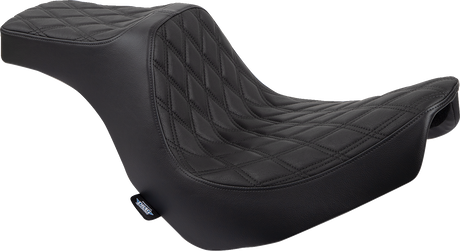 DRAG SPECIALTIES SEATS Predator III 2-Up Seat for Harley FL/FX 2018-2024 - Vinyl with Double Diamond Pattern and Black Stitching