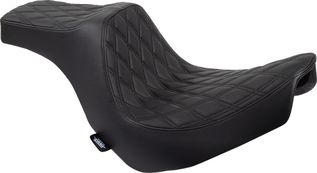 DRAG SPECIALTIES SEATS Predator III 2-Up Seat for Harley FL/FX 2018-2024 - Vinyl with Double Diamond Pattern and Black Stitching