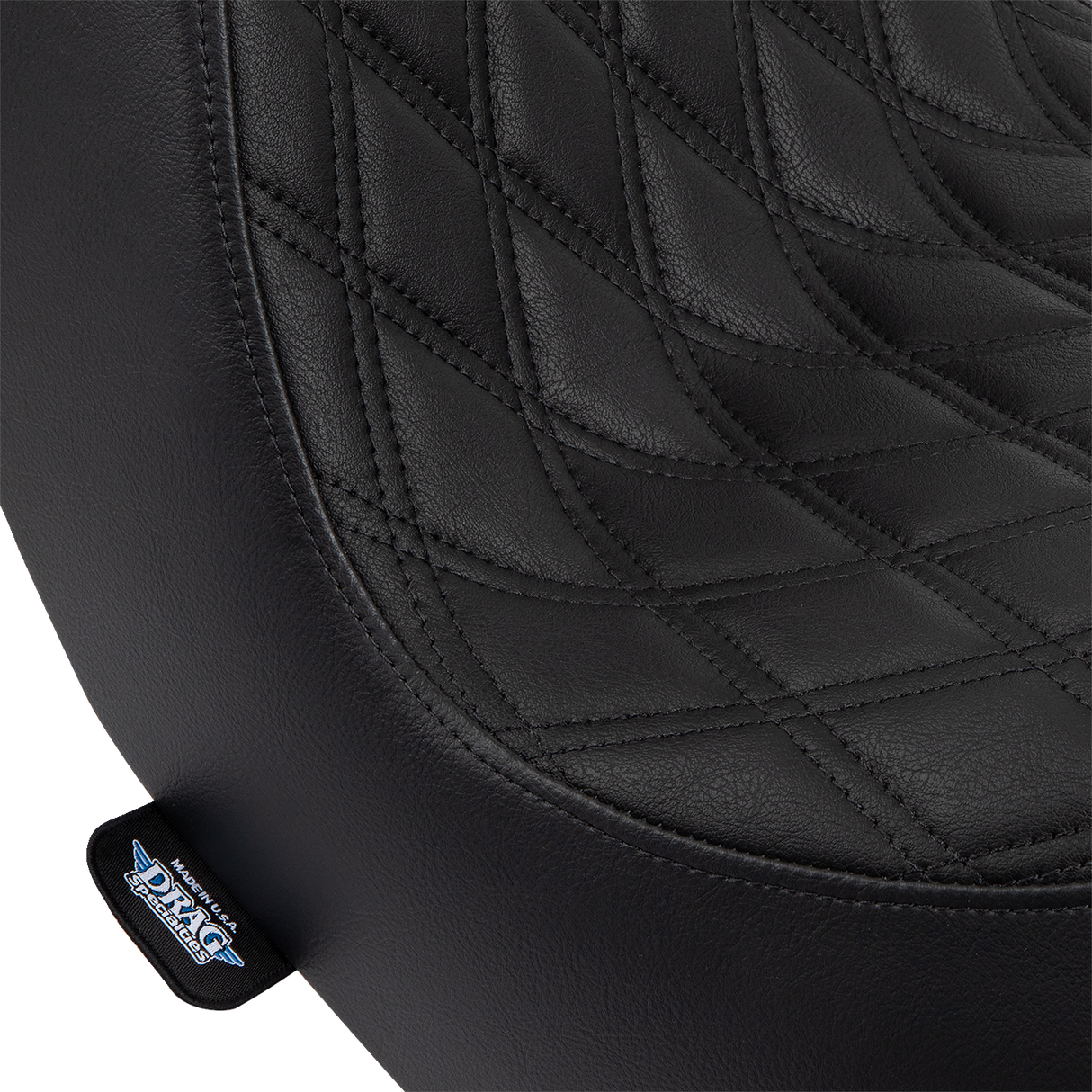 DRAG SPECIALTIES SEATS Predator III 2-Up Seat for Harley FL/FX 2018-2024 - Vinyl with Double Diamond Pattern and Black Stitching