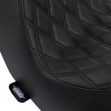 DRAG SPECIALTIES SEATS Predator III 2-Up Seat for Harley FL/FX 2018-2024 - Vinyl with Double Diamond Pattern and Black Stitching