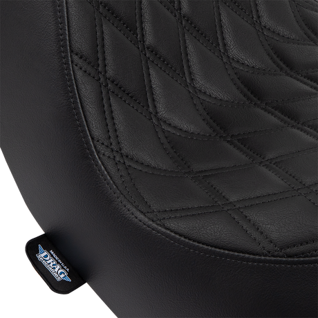 DRAG SPECIALTIES SEATS Predator III 2-Up Seat for Harley FL/FX 2018-2024 - Vinyl with Double Diamond Pattern and Black Stitching
