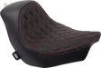DRAG SPECIALTIES SEATS Solo Seat - Double Diamond with Red Stitching for Harley FL/FX 2018-2023