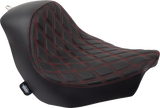 DRAG SPECIALTIES SEATS Solo Seat - Double Diamond with Red Stitching for Harley FL/FX 2018-2023