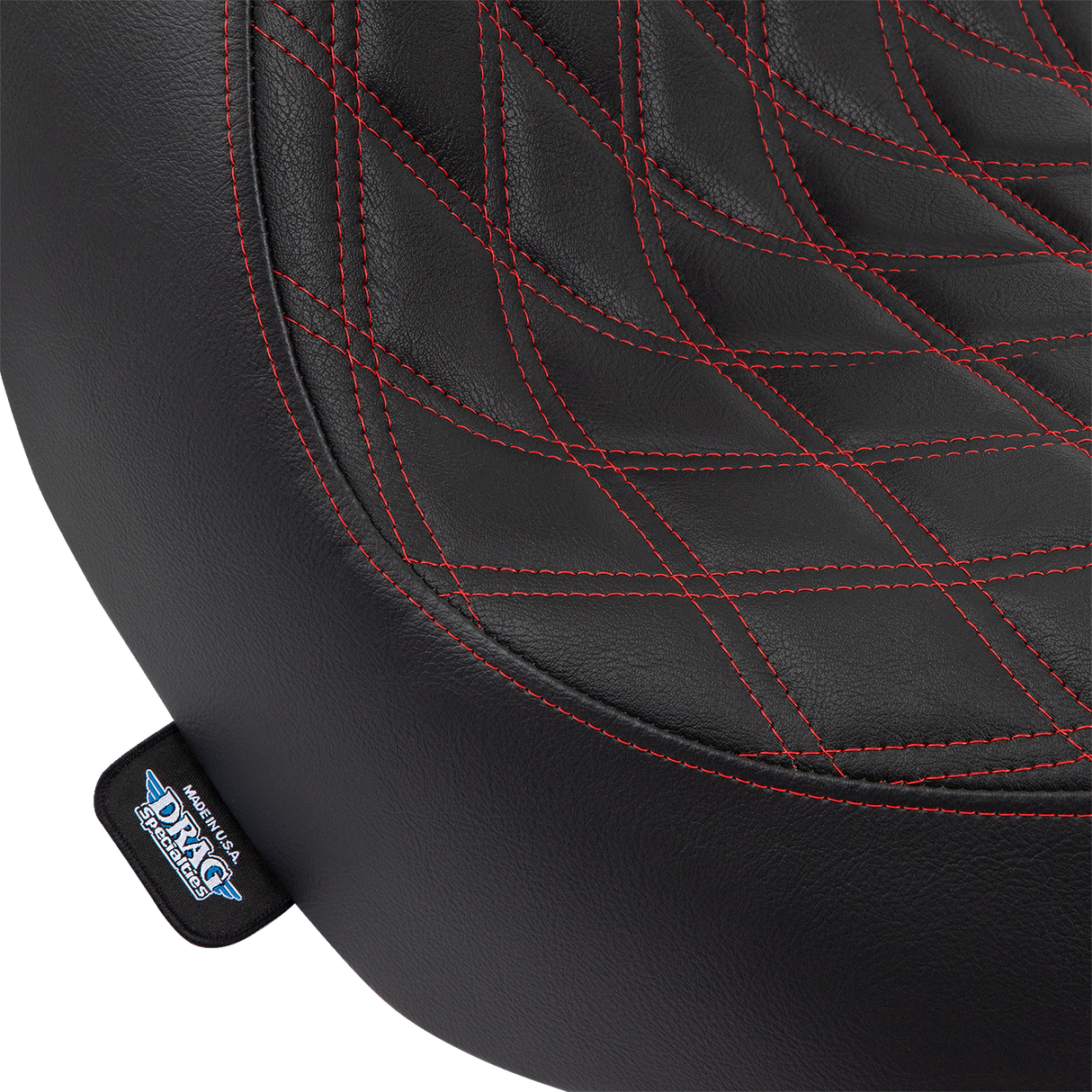 DRAG SPECIALTIES SEATS Solo Seat - Double Diamond with Red Stitching for Harley FL/FX 2018-2023