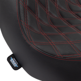 DRAG SPECIALTIES SEATS Solo Seat - Double Diamond with Red Stitching for Harley FL/FX 2018-2023