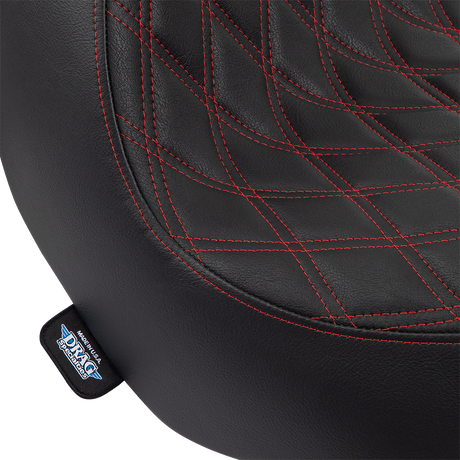 DRAG SPECIALTIES SEATS Solo Seat - Double Diamond with Red Stitching for Harley FL/FX 2018-2023