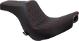 DRAG SPECIALTIES SEATS Predator III 2-Up Seat for Harley FL/FX Models 2018-2024 with Red Stitching