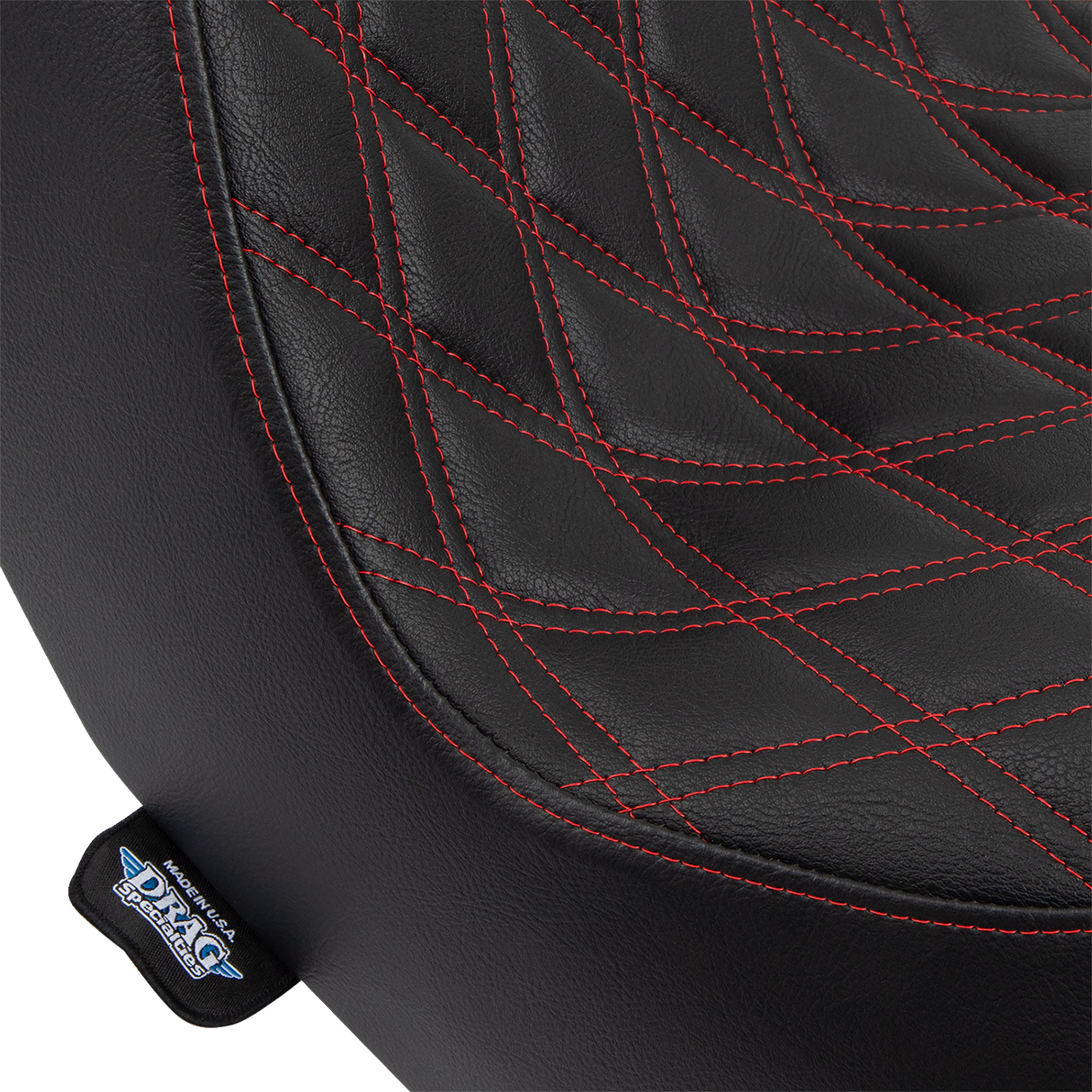 DRAG SPECIALTIES SEATS Predator III 2-Up Seat for Harley FL/FX Models 2018-2024 with Red Stitching