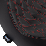 DRAG SPECIALTIES SEATS Predator III 2-Up Seat for Harley FL/FX Models 2018-2024 with Red Stitching