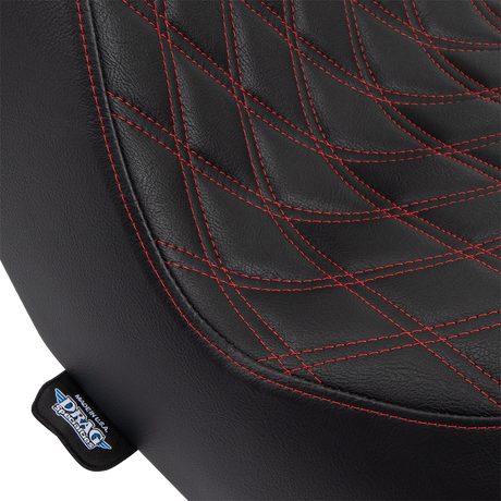 DRAG SPECIALTIES SEATS Predator III 2-Up Seat for Harley FL/FX Models 2018-2024 with Red Stitching