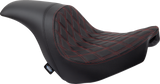 DRAG SPECIALTIES SEATS Predator Seat with Double Diamond Vinyl and Red Stitching for Harley-Davidson FLSB/FXLR '18-'23