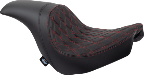DRAG SPECIALTIES SEATS Predator Seat with Double Diamond Vinyl and Red Stitching for Harley-Davidson FLSB/FXLR '18-'23