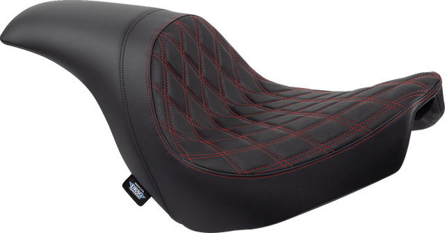 DRAG SPECIALTIES SEATS Predator Seat with Double Diamond Vinyl and Red Stitching for Harley-Davidson FLSB/FXLR '18-'23