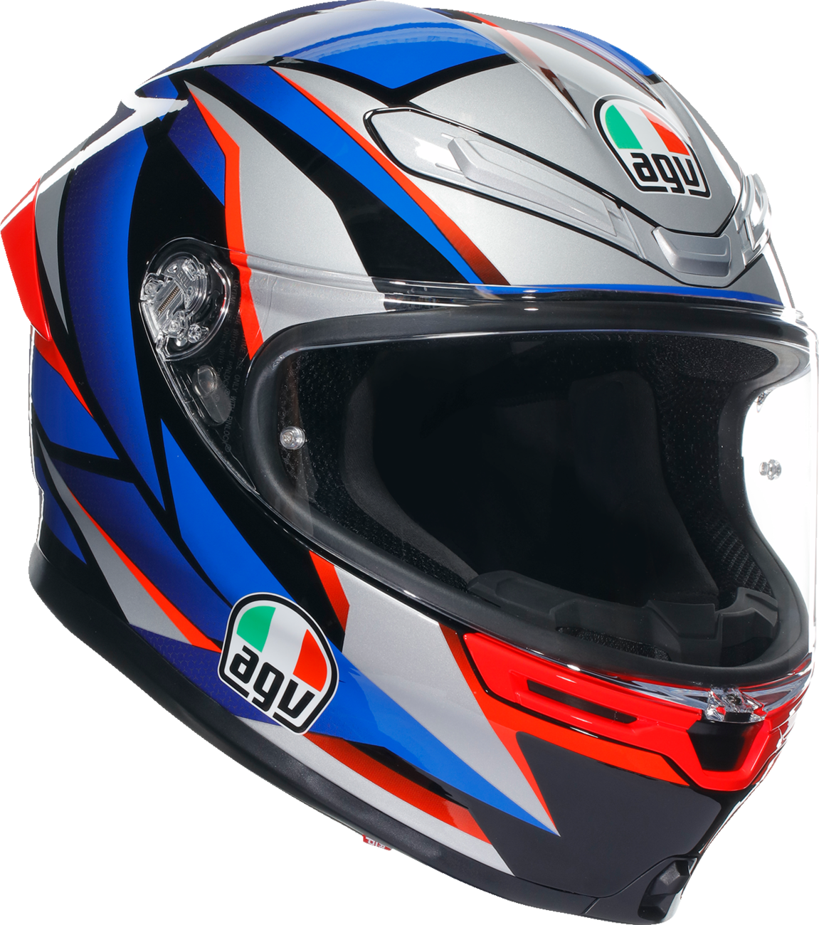 AGV K6 S Helmet Slashcut Black/Blue/Red – Small, Carbon-Aramid Shell, Designed for Road & Sport Riding