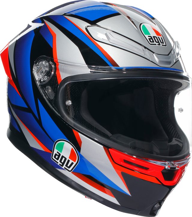 AGV K6 S Helmet Slashcut - Black/Blue/Red for Motorcycle Riding, XL (Part 2118395002015XL)