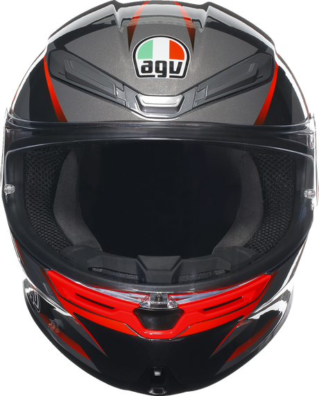 AGV K6 S Helmet – Slashcut in Black/Gray/Red – Small, Designed for Sport and Street Riding with Vehicle Fitment for Motorcycles