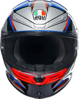 AGV K6 S Helmet Slashcut Black/Blue/Red – Small, Carbon-Aramid Shell, Designed for Road & Sport Riding