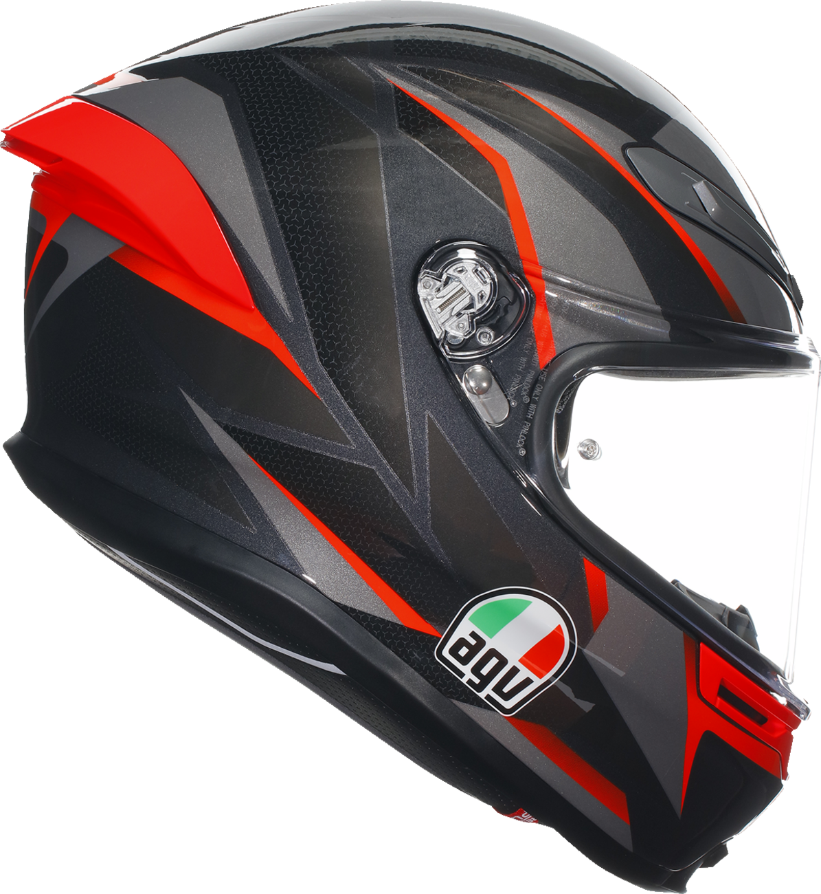 AGV K6 S Slashcut Helmet with Ventilation System for Motorcycle Riding - Black/Gray/Red, 2XL