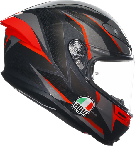 AGV K6 S Slashcut Helmet with Ventilation System for Motorcycle Riding - Black/Gray/Red, 2XL