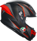 AGV K6 S Helmet – Slashcut in Black/Gray/Red – Small, Designed for Sport and Street Riding with Vehicle Fitment for Motorcycles