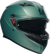 AGV K3 Matte Salvia Green Full-Face Motorcycle Helmet - 2XL - Designed for Road Riding with Built-In Sun Visor and Enhanced Ventilation