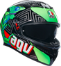 AGV K3 Helmet Kamaleon Black/Red/Green – XL – Durable Motorcycle Helmet with Pinlock® Lens and Ventilation System for Sport and Touring Bikes