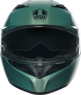 AGV K3 Matte Salvia Green Full-Face Motorcycle Helmet - 2XL - Designed for Road Riding with Built-In Sun Visor and Enhanced Ventilation