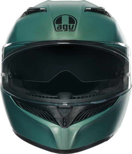 AGV K3 Matte Salvia Green Full-Face Motorcycle Helmet - 2XL - Designed for Road Riding with Built-In Sun Visor and Enhanced Ventilation