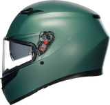 AGV K3 Matte Salvia Green Full-Face Motorcycle Helmet - 2XL - Designed for Road Riding with Built-In Sun Visor and Enhanced Ventilation