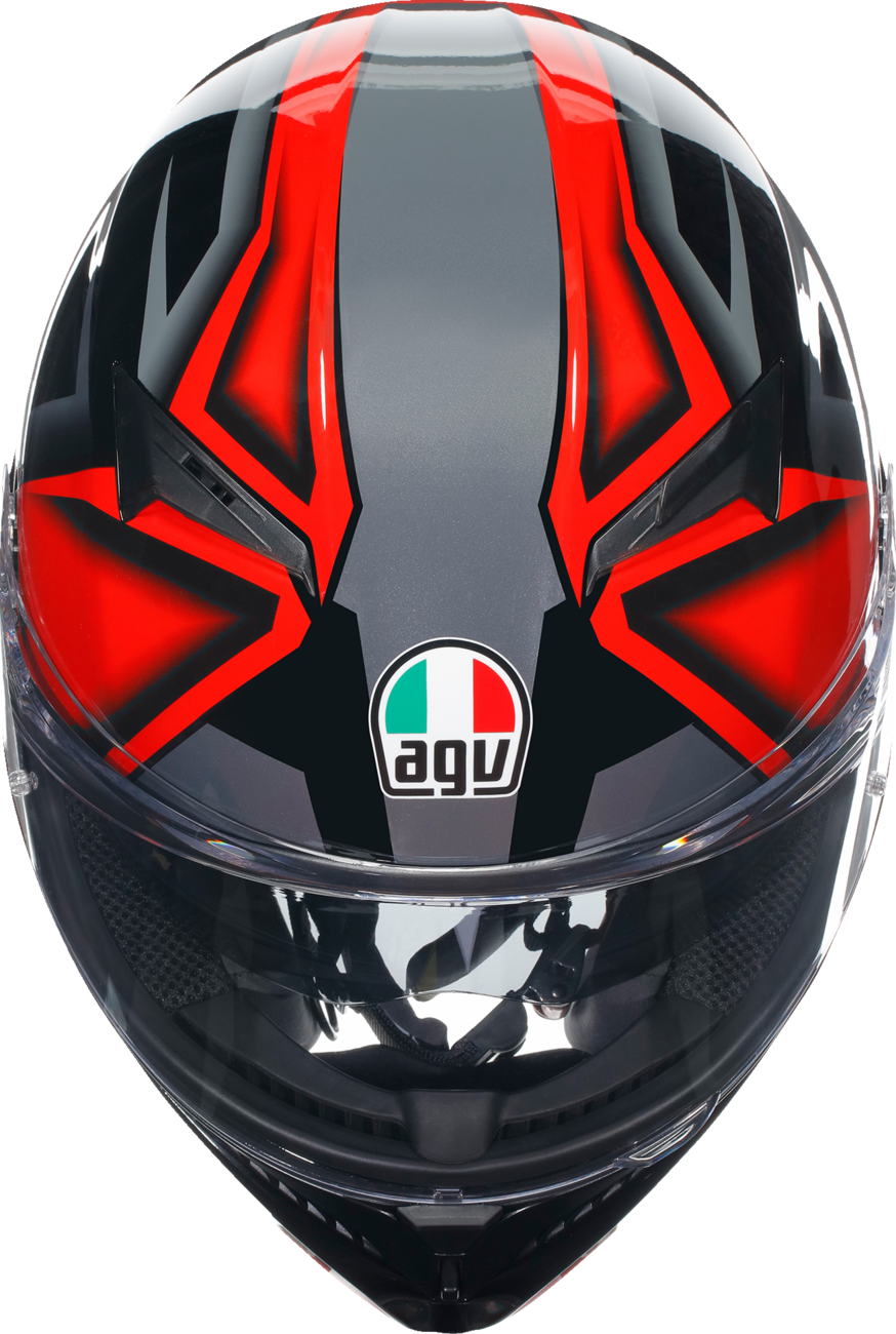 AGV K3 Helmet - Compound Black/Red Large with Pinlock® Lens and Advanced Ventilation for Motorcycle Riders