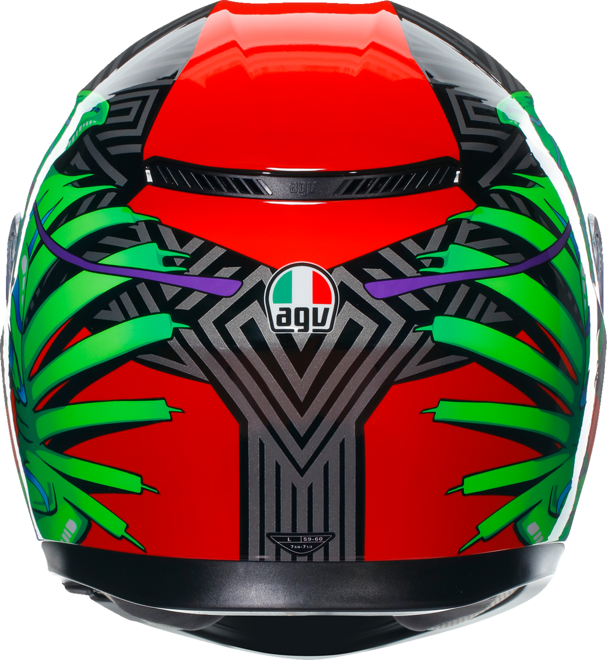 AGV K3 Helmet - Kamaleon - Black/Red/Green, Small – Motorcycle Helmet for Street & Sport Riding