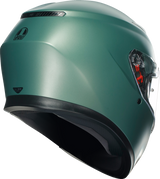 AGV K3 Matte Salvia Green Full-Face Motorcycle Helmet - 2XL - Designed for Road Riding with Built-In Sun Visor and Enhanced Ventilation