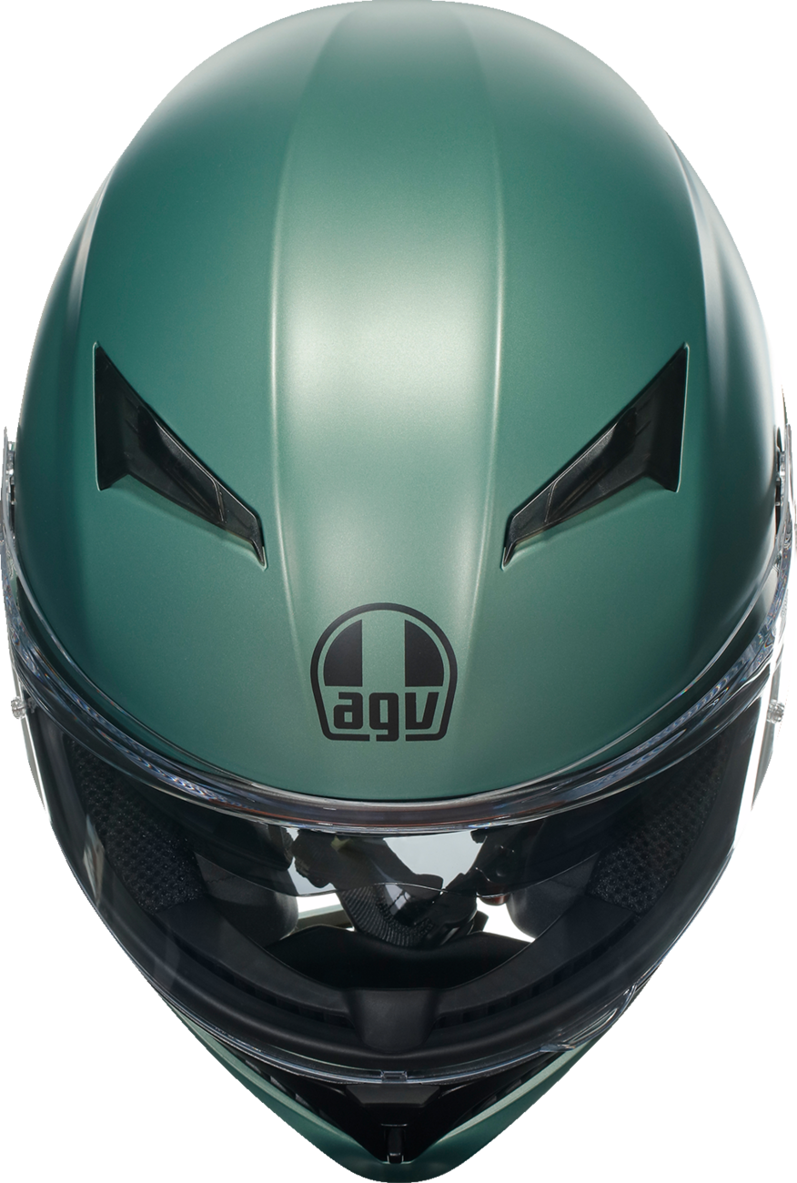 AGV K3 Matte Salvia Green Full-Face Motorcycle Helmet - 2XL - Designed for Road Riding with Built-In Sun Visor and Enhanced Ventilation