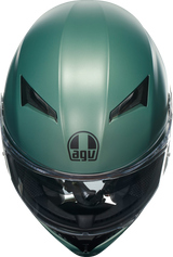 AGV K3 Matte Salvia Green Full-Face Motorcycle Helmet - 2XL - Designed for Road Riding with Built-In Sun Visor and Enhanced Ventilation
