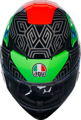 AGV K3 Helmet Kamaleon 2XL Black/Red/Green with Pinlock® Lens and Ventilation System for Motorcycle Riders