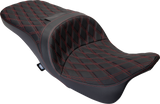 DRAG SPECIALTIES SEATS Freedom Seat with Vinyl Cover and Double Diamond Red Stitch for Harley FLH 2009-2023