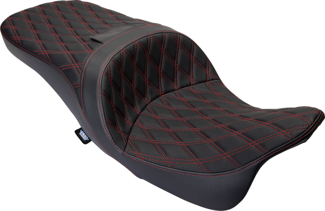 DRAG SPECIALTIES SEATS Freedom Seat with Vinyl Cover and Double Diamond Red Stitch for Harley FLH 2009-2023