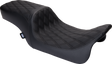 Drag Specialties Seats Predator 2-Up Seat for Harley FL Models 2008-2023 - Vinyl Double Diamond Black Stitch
