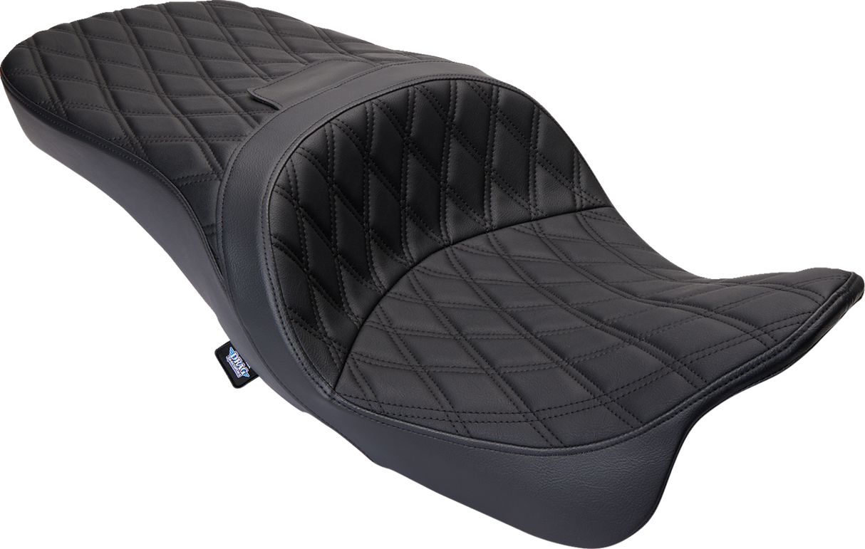 Drag Specialties Seats Freedom Seat with Vinyl Cover - Double Diamond Black Stitch for Harley FLH 2009-2023