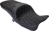 Drag Specialties Seats Freedom Seat with Vinyl Cover - Double Diamond Black Stitch for Harley FLH 2009-2023