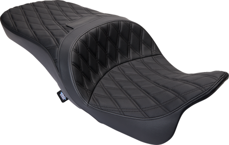 Drag Specialties Seats Freedom Seat with Vinyl Cover - Double Diamond Black Stitch for Harley FLH 2009-2023